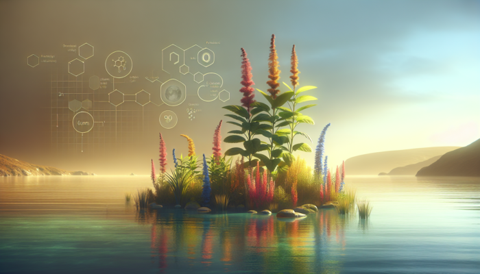 Two herbs growing side by side in a serene landscape, symbolizing stress relief and immunity boost.